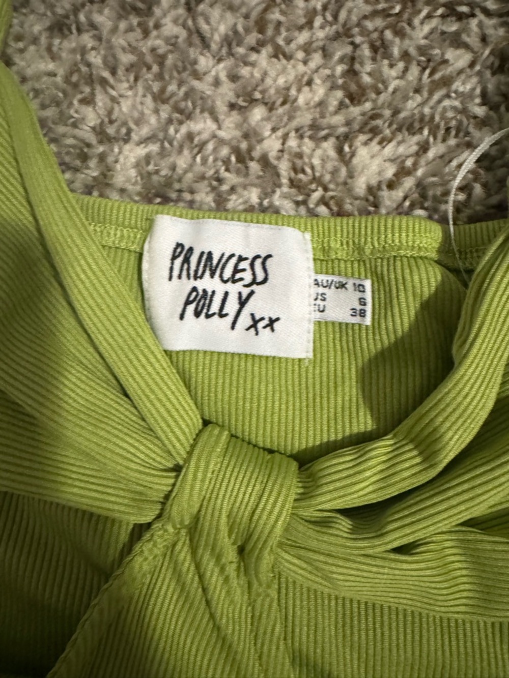 Princess Polly Lime Green Mini Dress Size 6 Trendy Going Out Bodycon / Slip